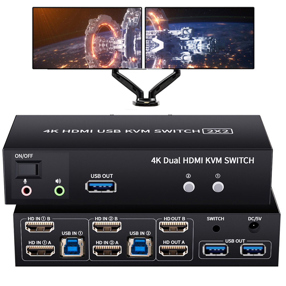 Dual Monitor HDMI KVM Switch 2 - مراجعة Tech Office Engineer وسعره