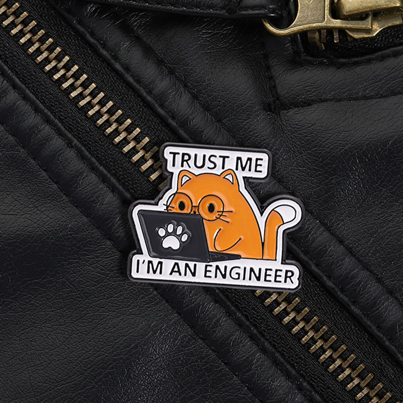 Tech Office Engineer - Engineer Cat Lapel Pin Trust Me