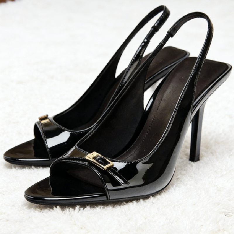 Office High Tech - High Quality Patent Leather Heeled Sandals