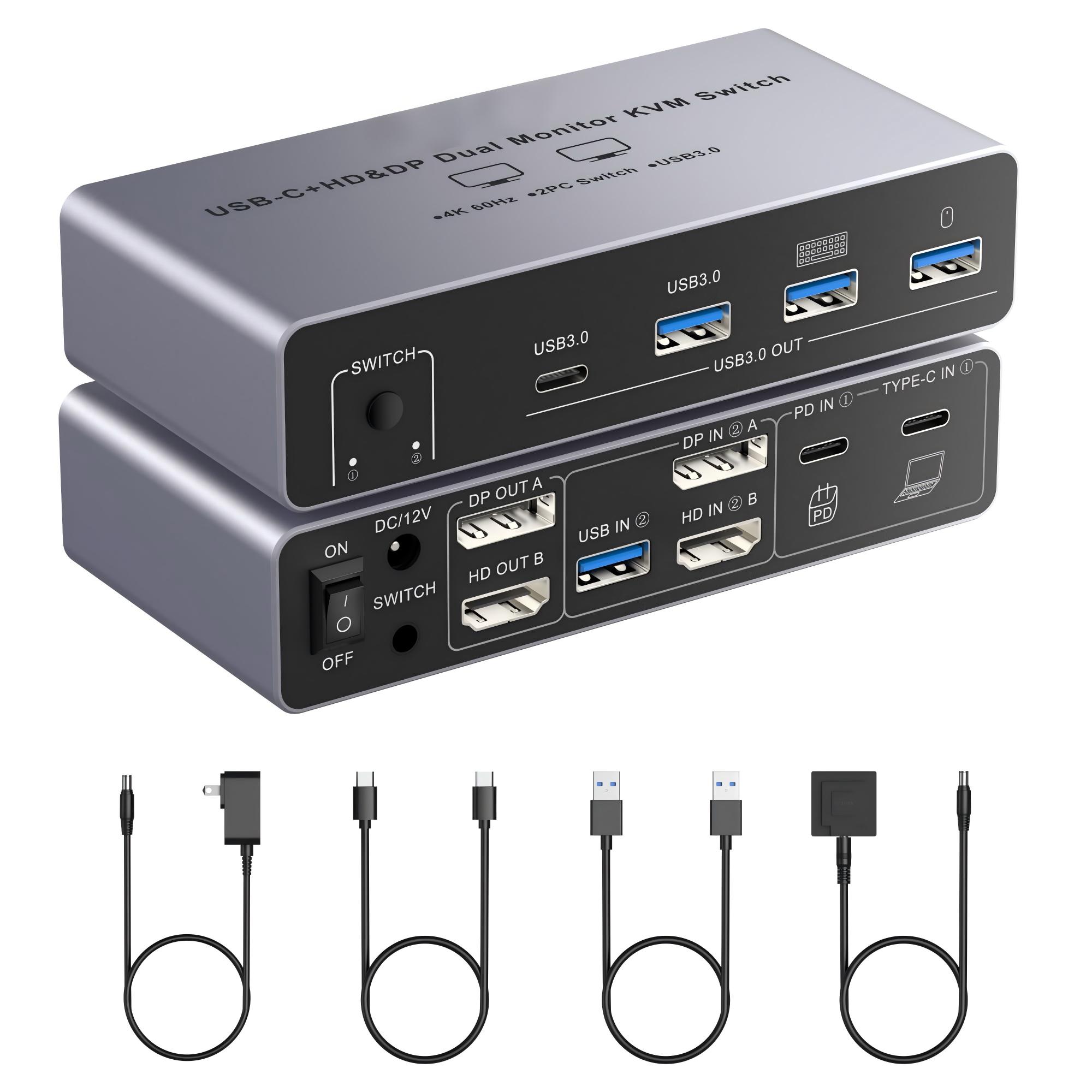 HDM DP KVM Switch 2 Monitor 2  - مراجعة Kvm Switch Dual Monitor وسعره