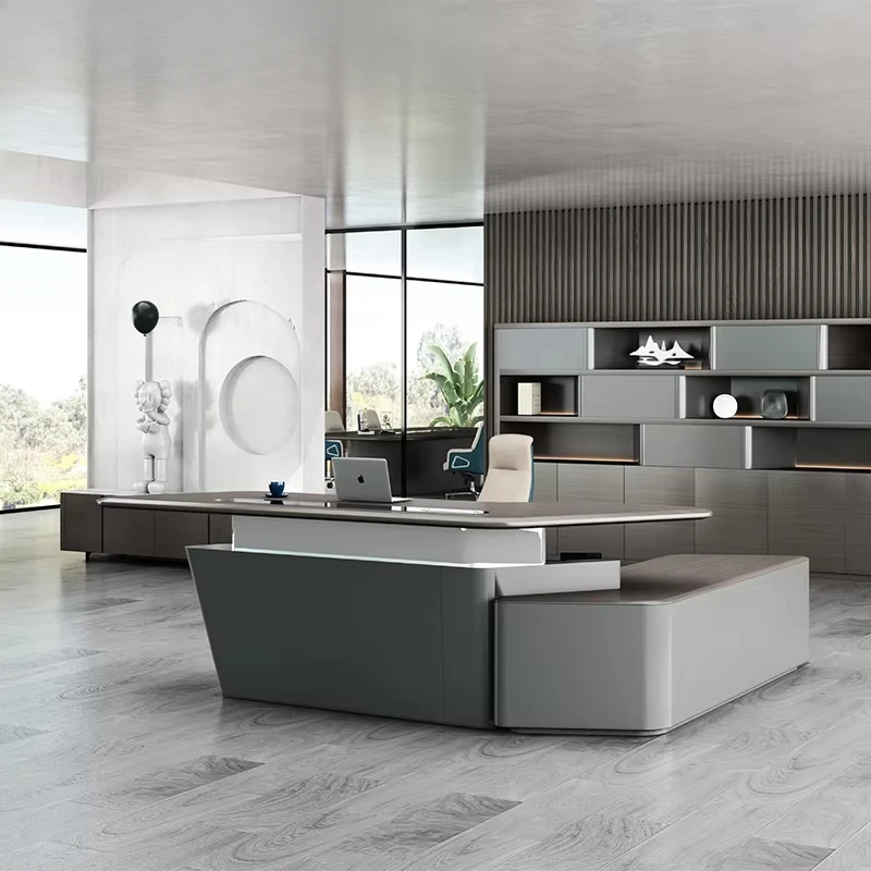 L Shape With Drawer White Luxu - مراجعة Office Tech Management وسعره