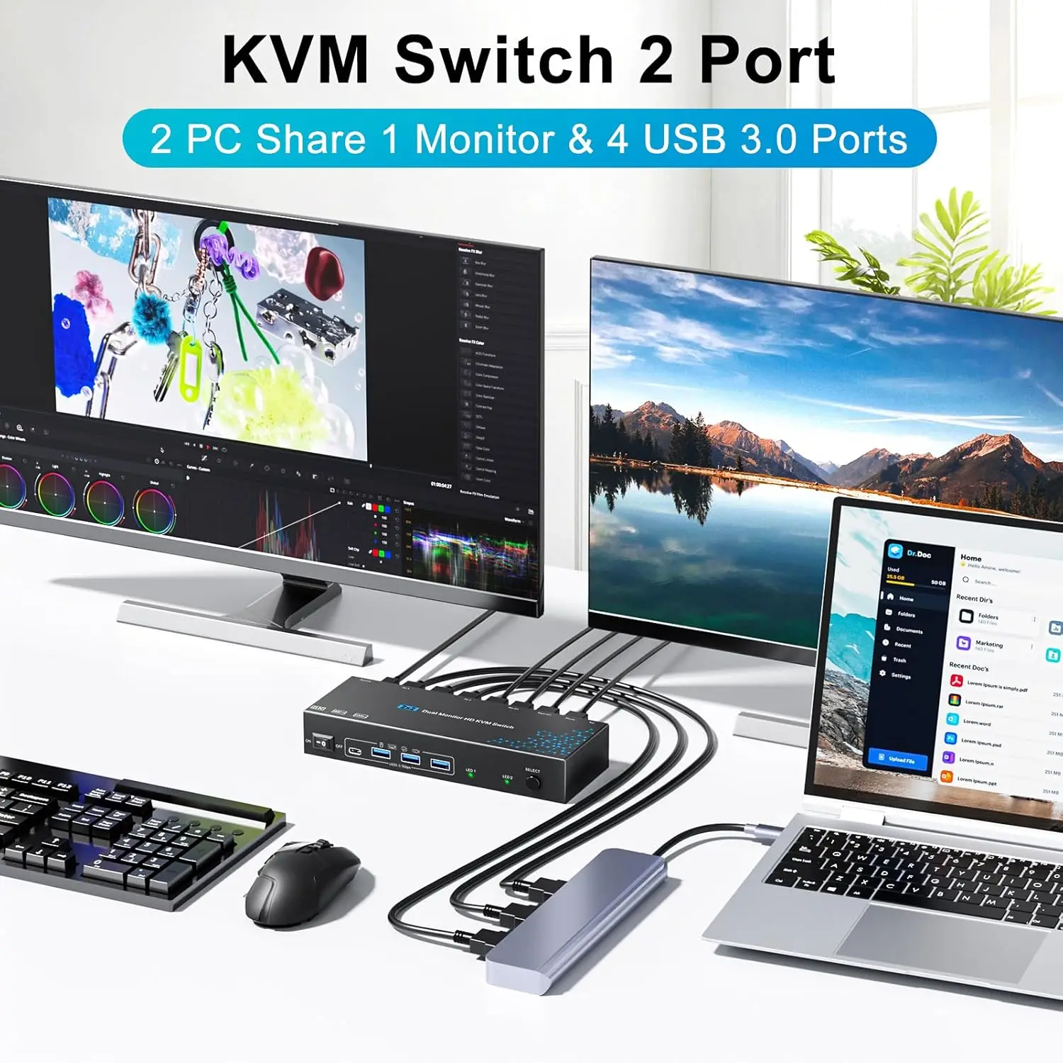 KVM Switch 2 Computers 2 Monit - مراجعة Kvm Switch Dual Monitor وسعره