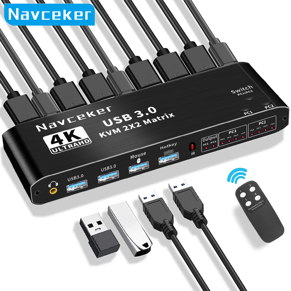 2x2 HDMI KVM Switch Matrix 4K  - مراجعة Kvm Switch Dual Monitor وسعره