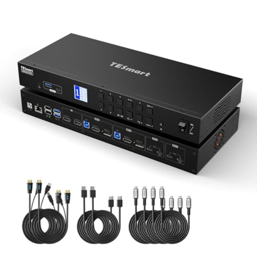 USB-C + HDMI + DP KVM Switch f - مراجعة Kvm Switch Dual Monitor وسعره