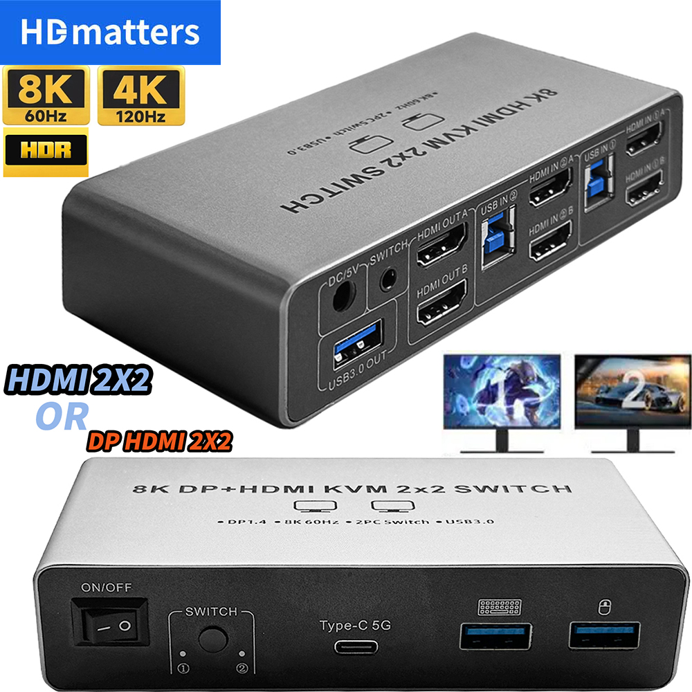 8K HDMI 2.1 KVM Switch Dual Mo - مراجعة Kvm Switch Dual Monitor وسعره