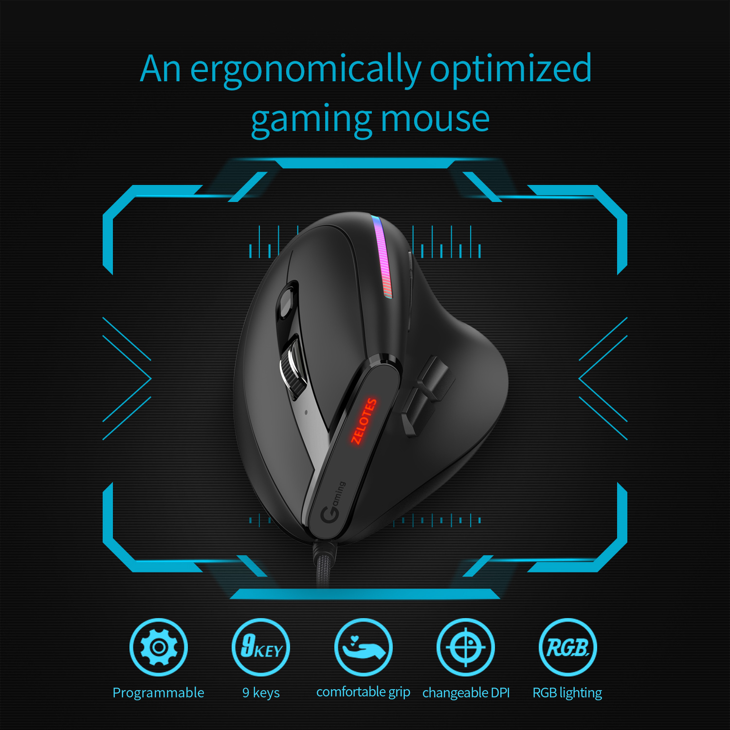 JOMAA Wired Gaming Mouse RGB V - مراجعة Ergonomic Mouse Vertical وسعره