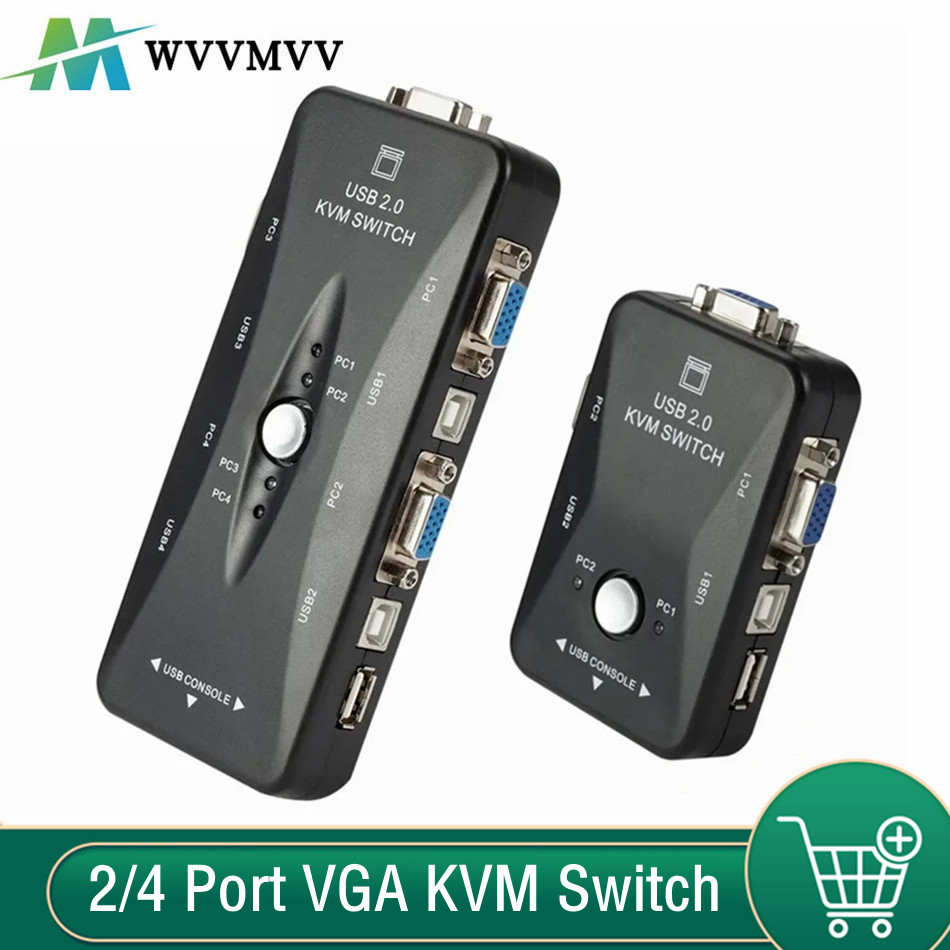 2/4 Port VGA KVM Switch 1080P  - مراجعة Kvm Switch Dual Monitor وسعره