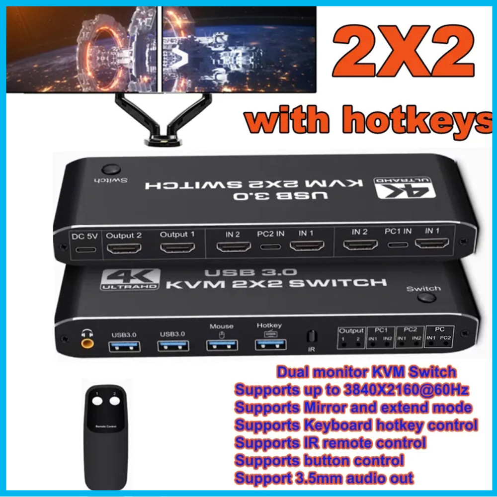 Dual Monitor 2x2 4K 60Hz Kvm S - مراجعة Kvm Switch Dual Monitor وسعره