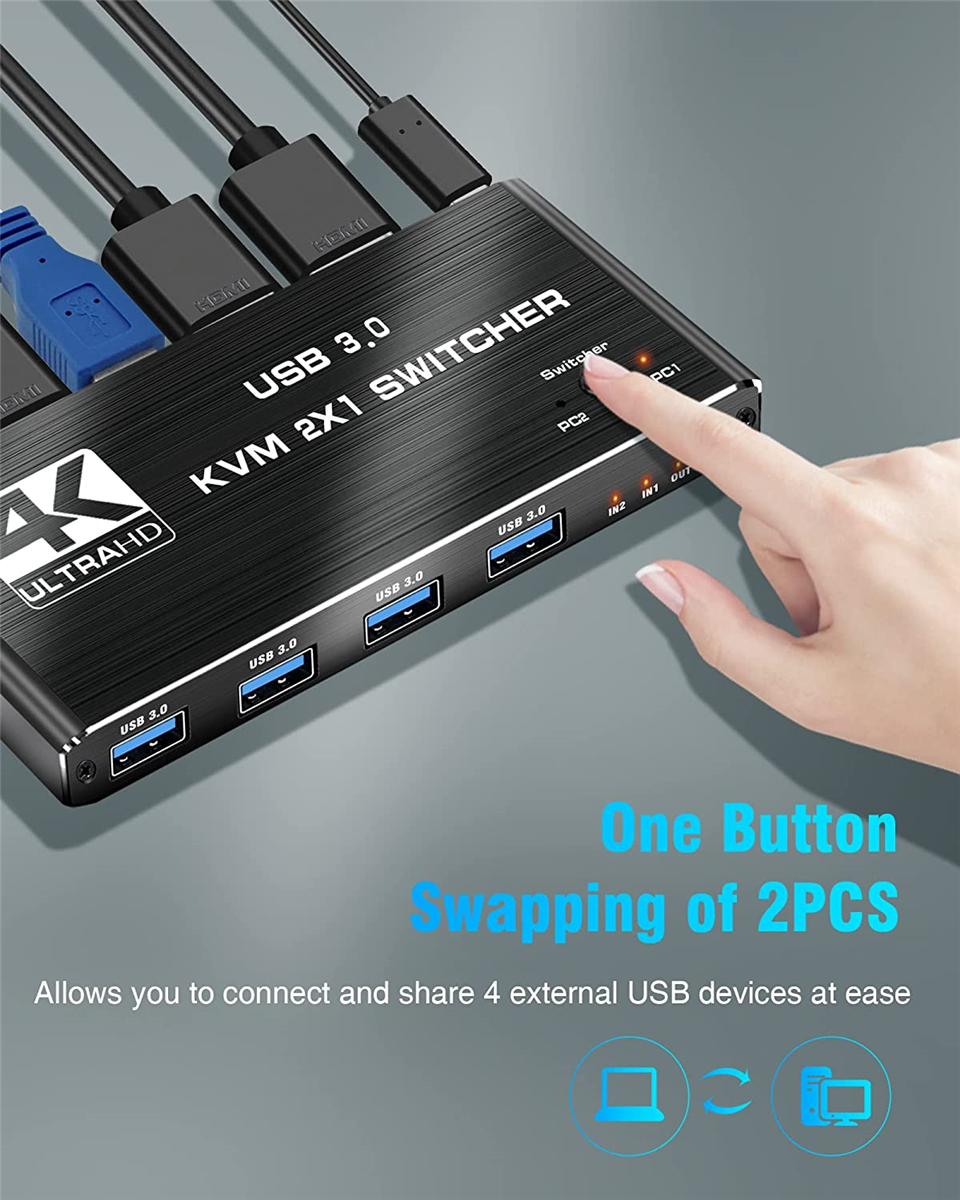 4K USB KVM Switch USB 3.0 Swit - مراجعة Kvm Switch Dual Monitor وسعره