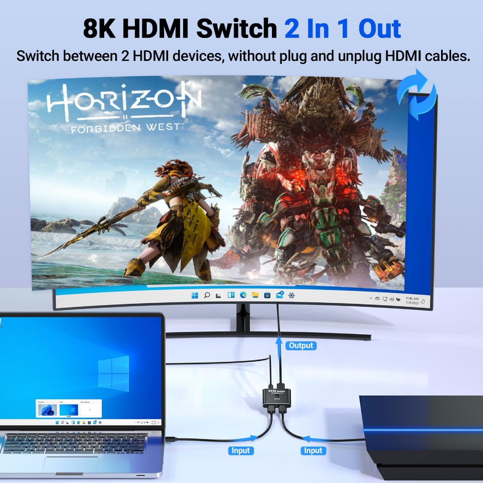 HDMI Switch Splitter 8K 60Hz 4 - مراجعة Kvm Switch Dual Monitor وسعره