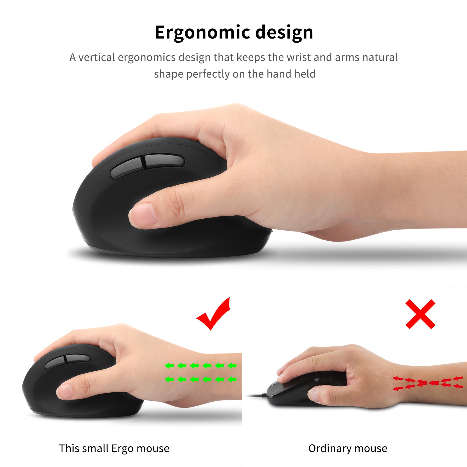 Wireless 2.4G Mouse DPI Adjust - مراجعة Ergonomic Mouse Vertical وسعره