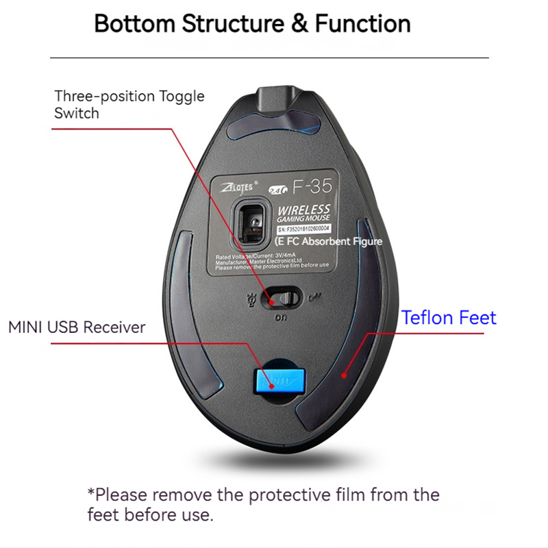 Zelotes F-35 Wireless Gaming M - مراجعة Ergonomic Mouse Vertical وسعره